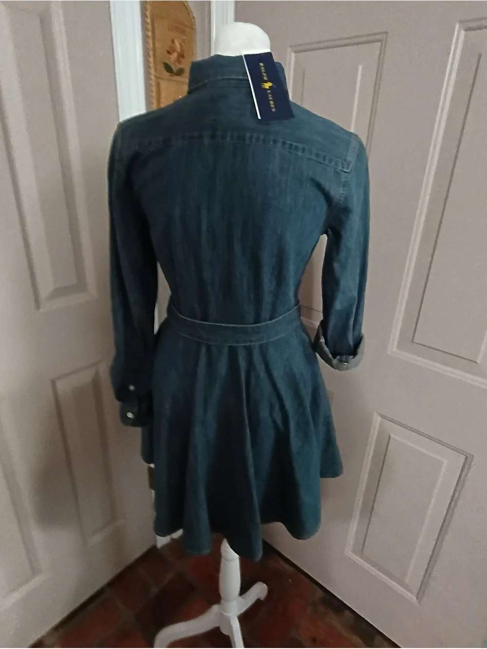 Polo Ralph Lauren girls' belted denim shirtdress with a fit-n-flare style. Sz 14